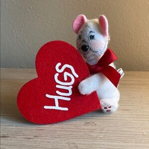 White Valentines Day Annalee Bear with Red Heart